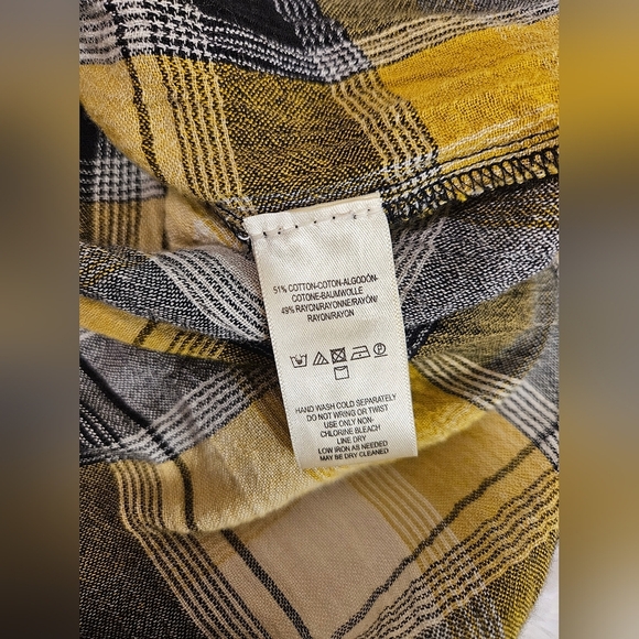 Anthropologie Maeve Embroidered Plaid Buttondown Oversized Tunic Shirt Size XS/S - Picture 13 of 13